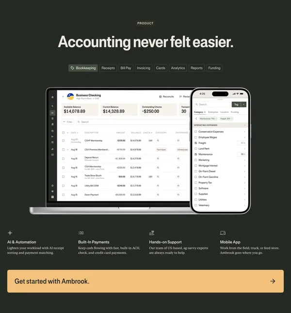 Ambrook - Accounting software made for America's family-run businesses - Landing design inspiration