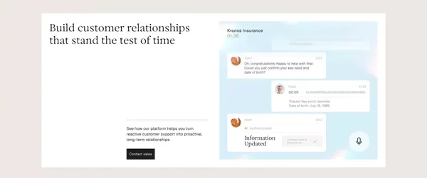 AI Agent Management Platform for contact centers - Landing design inspiration