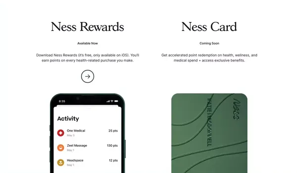 Ness - Get Rewarded for Living Healthy - Landing design inspiration