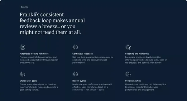 Frankli - Performance Management Software for Continuous Feedback - Landing design inspiration