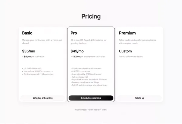 Warp | Modern compliance & payroll for startups - Landing design inspiration