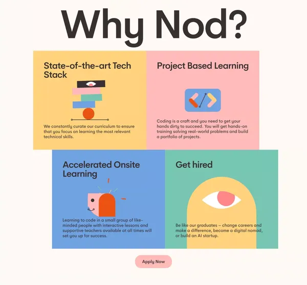 Nod Coding - Landing design inspiration