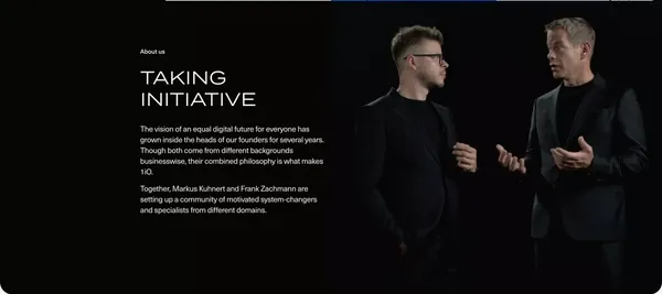 Digital value generation for everyone | 1iO - Landing design inspiration
