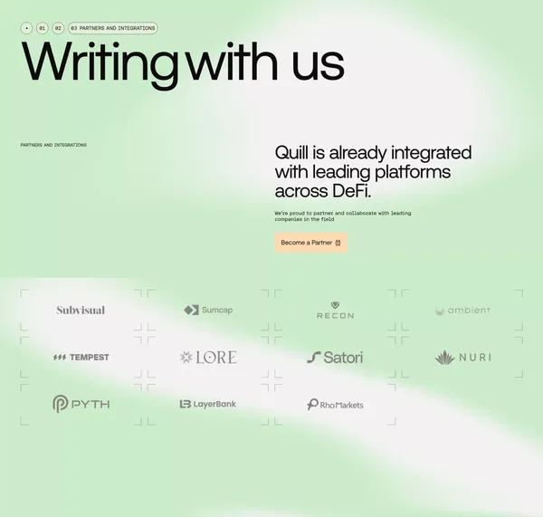Quill Finance ⧫ Decentralized Liquidity Protocol on Scroll - Landing design inspiration