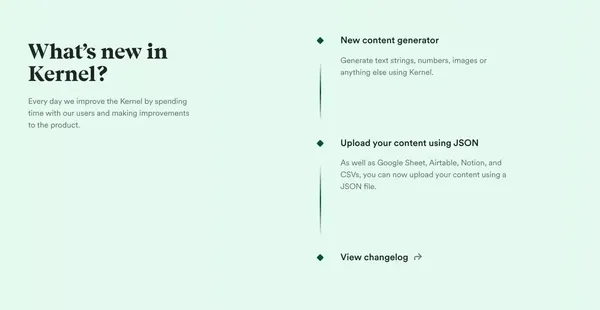 Kernel · Your content copilot - Landing design inspiration