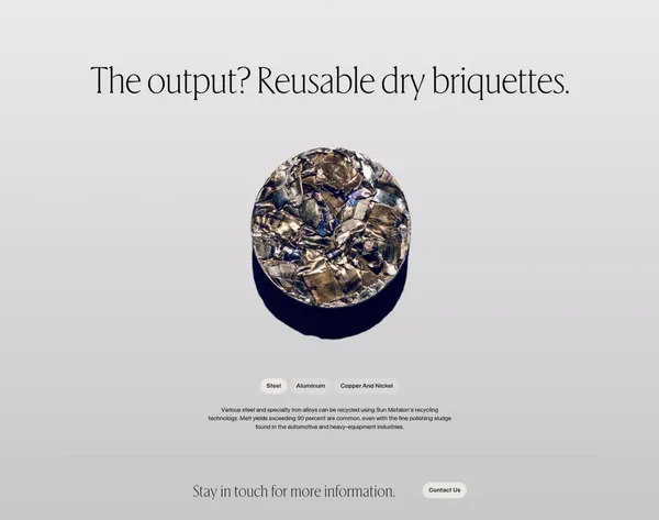 Turn your metal waste into revenue – Sun Metalon - Landing design inspiration