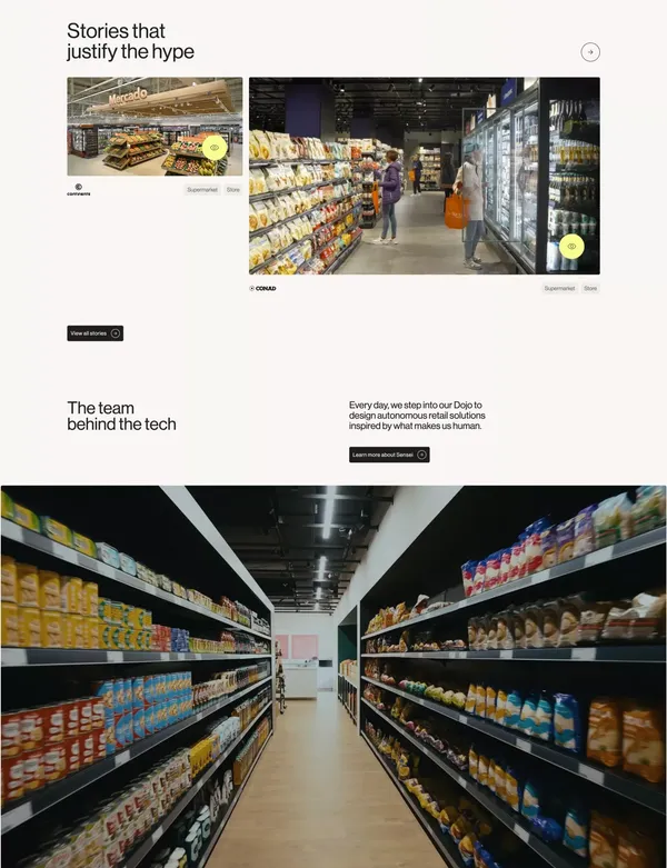 Sensei - Autonomous Retail Experiences - Landing design inspiration