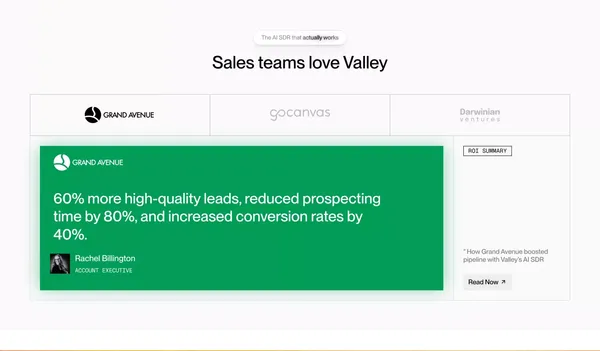 Valley | Intent based outreach on LinkedIn to Grow your Pipeline - Landing design inspiration