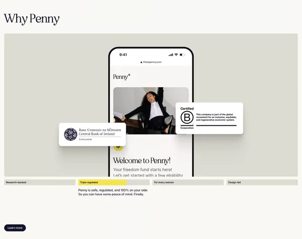 Penny | The Pension You Actually Asked For | Women's Pension Solution - Landing design inspiration