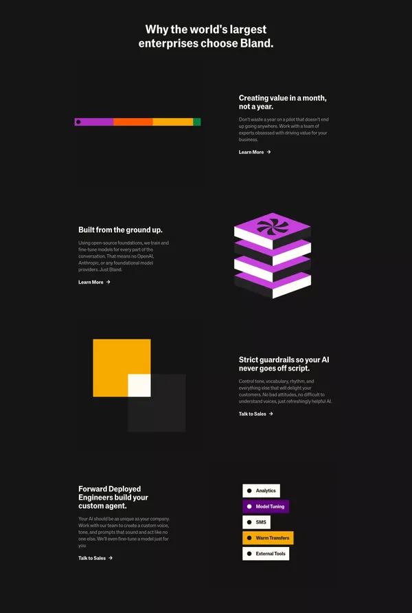 Bland AI | Automate Phone Calls with Conversational AI for Enterprises - Landing design inspiration