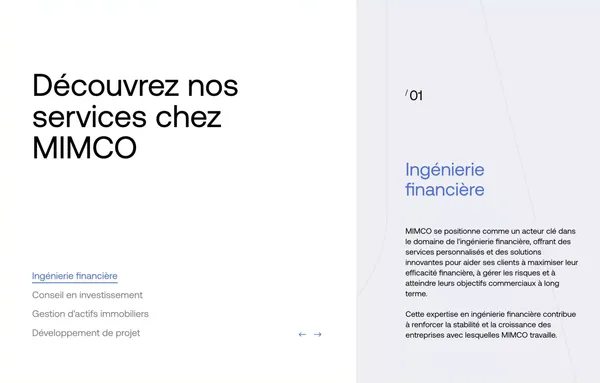 MIMCO capital - Landing design inspiration