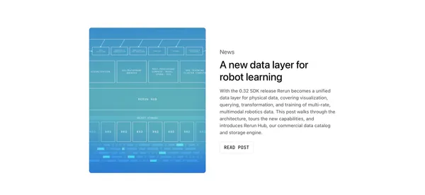 Rerun | The Data Layer for Physical AI - Landing design inspiration