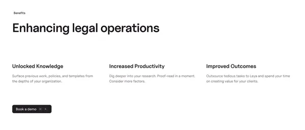 Leya | The future of legal work - Landing design inspiration