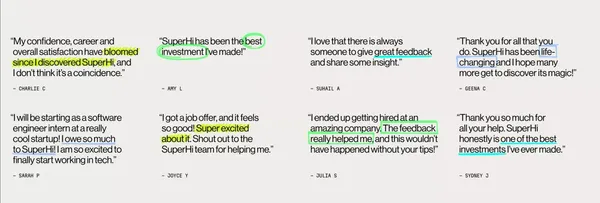 Real feedback for creative industry job applications | SuperHi.cv - Landing design inspiration