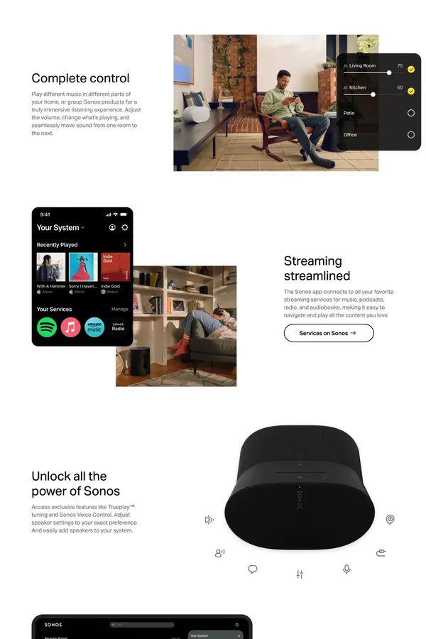 S2: The Sonos OS and Controller App | Sonos - Landing design inspiration