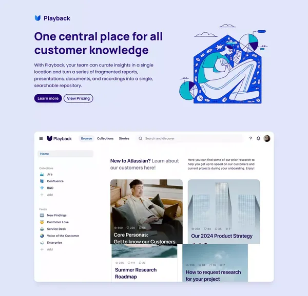 Customer knowledge platform - Dovetail - Landing design inspiration