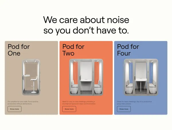 Offcoustic – Affordable Phone Booths for your office, cowork, SME, and startup - Landing design inspiration