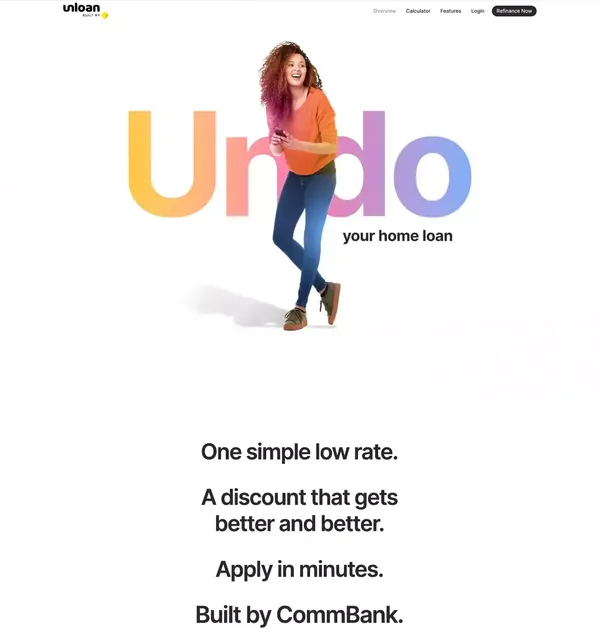 Unloan | Built by CommBank - Landing design inspiration