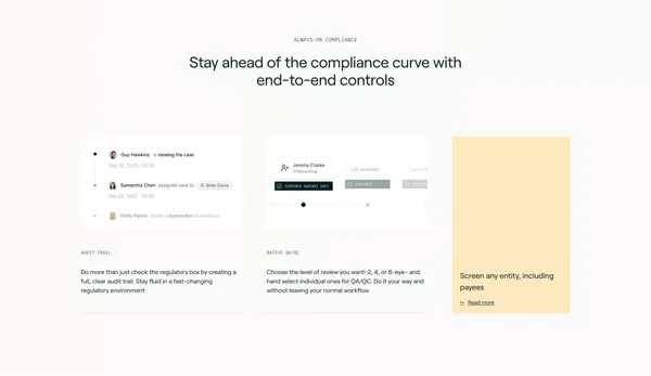 Sandbar | Modular anti-money laundering (AML) software - Landing design inspiration