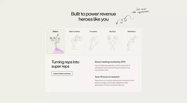 Amplemarket: AI sales copilot for precision selling success - Landing design inspiration