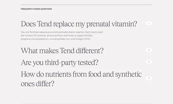 Tend Prenatal - Landing design inspiration