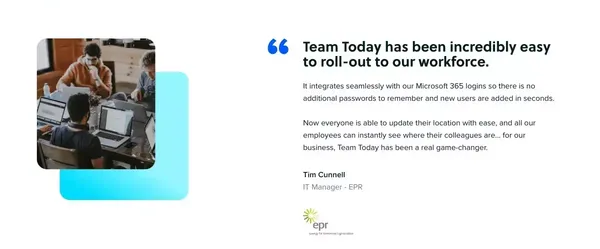Team Today: Plan hybrid working for your team - Landing design inspiration