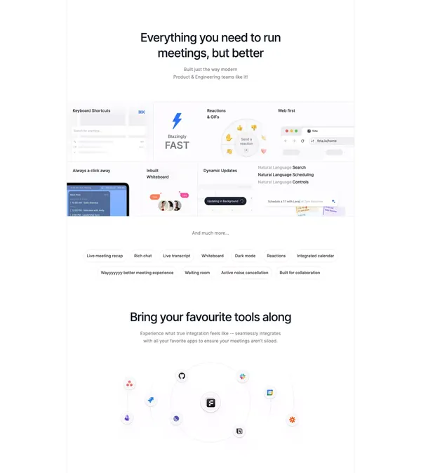 Feta - Better stand-ups, retros, syncs and more - Landing design inspiration