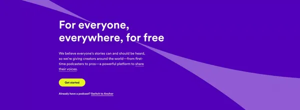 Anchor - The easiest way to make a podcast - Landing design inspiration