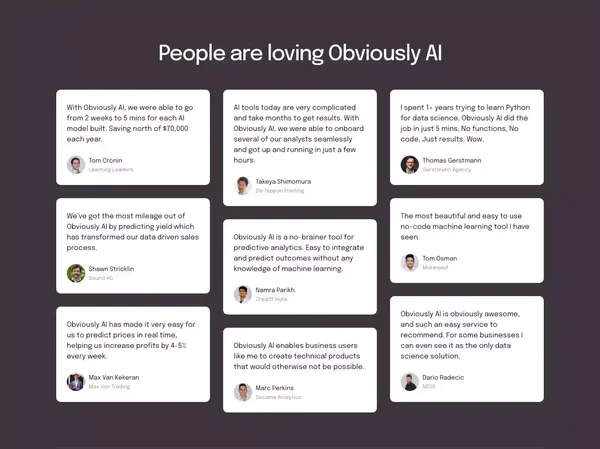 Data Science without Code | Obviously AI - Landing design inspiration
