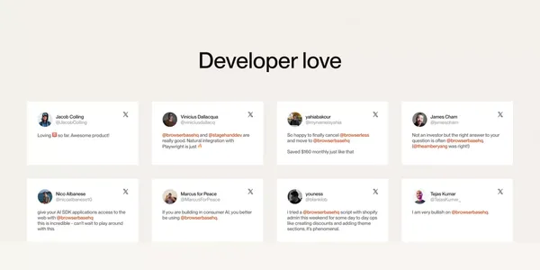 Browserbase: A web browser for AI agents & applications - Landing design inspiration