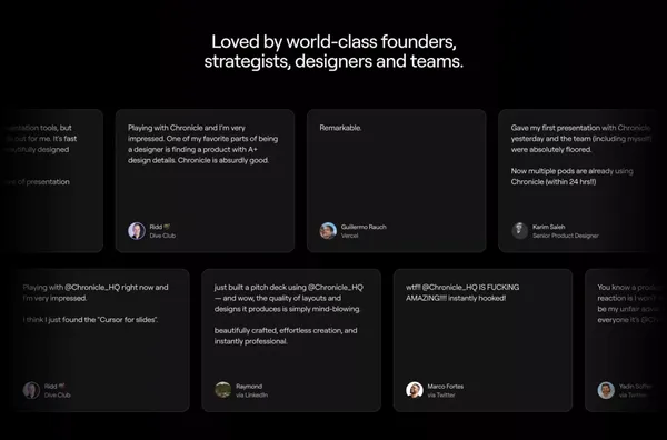 Chronicle: The AI Presentation Tool for Stories Worth Telling - Landing design inspiration