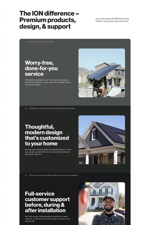 ION Solar | Solar that’s easy, efficient & stress free. - Landing design inspiration