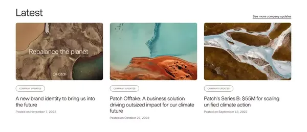Patch | The platform that powers climate action - Landing design inspiration