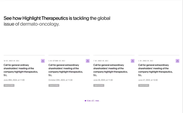 Highlight Therapeutics - Landing design inspiration