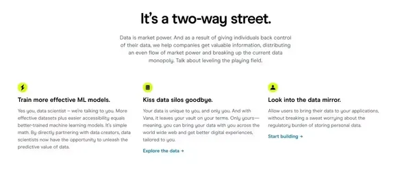 VANA | Unlock the power of your data - Landing design inspiration