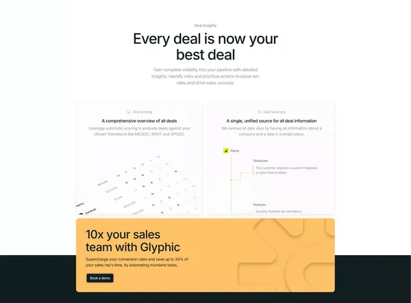 Glyphic | AI Copilot for Sales Teams - Landing design inspiration