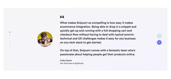 Add a Shopping Cart to Any Website in Minutes - Snipcart - Landing design inspiration