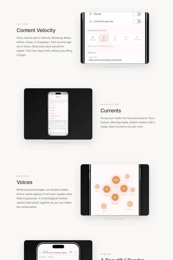 Current - A River of Reading - Landing design inspiration