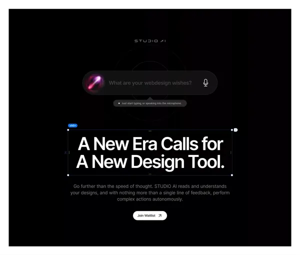 STUDIO | Say hello to your new site. - Landing design inspiration
