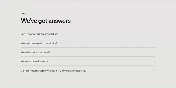AI to make more of your money | Era - Landing design inspiration