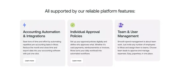Moss: The all-in-one spend management platform - Landing design inspiration