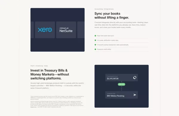 Crescent: High interest business banking with maximum protection - Landing design inspiration