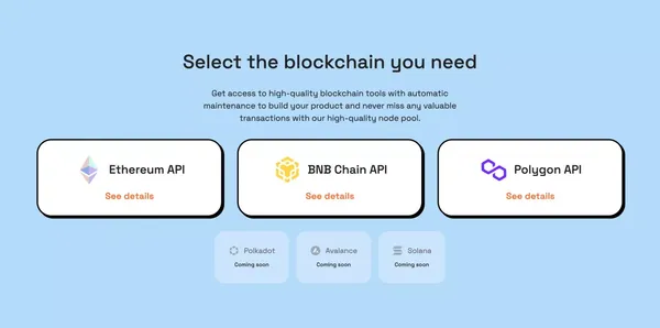 Blockchain API and Node Infrastructure - Node as a Service | RPC Fast - Landing design inspiration