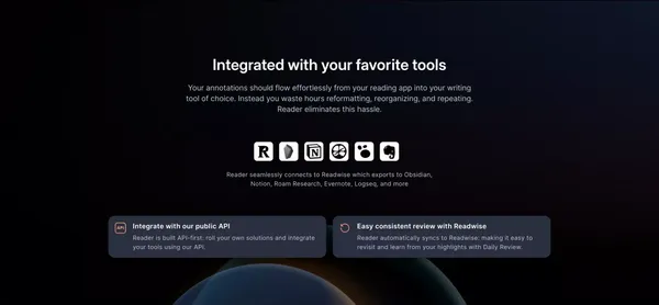 Readwise Reader | The first read-it-later app built for power readers. - Landing design inspiration