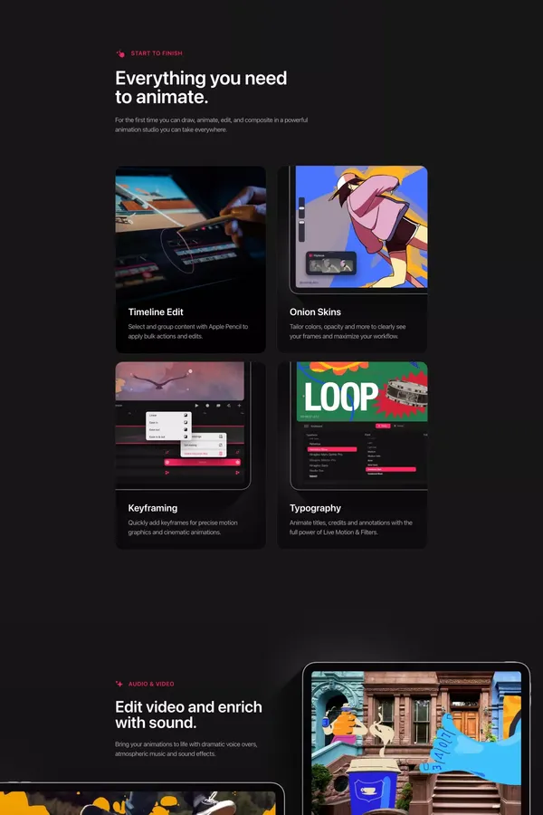 Procreate Dreams - Landing design inspiration