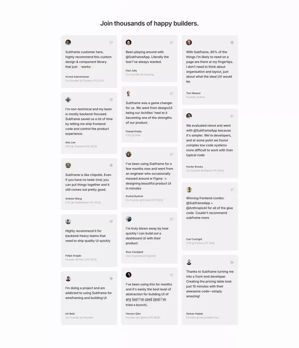 Subframe – The best way to build UI, fast. - Landing design inspiration