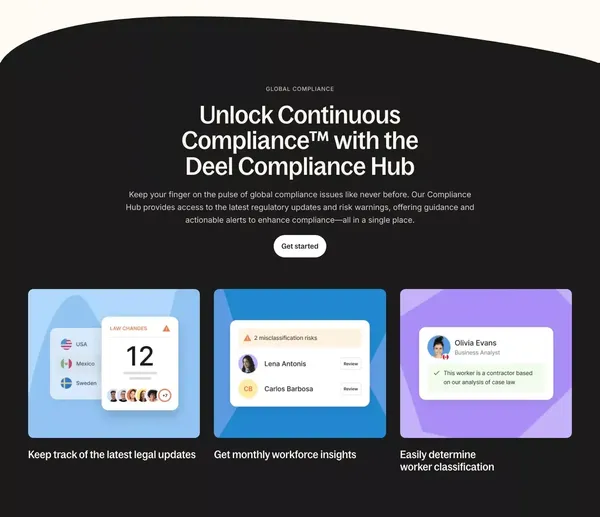 Deel | Global Payroll, Compliance & HR Solutions | HRIS - Landing design inspiration