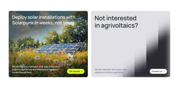 Covering farms with solar panels - Landing design inspiration