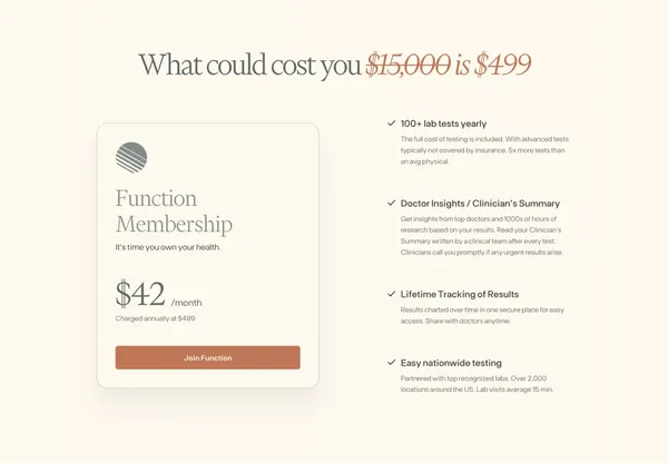 Function Health • 100 Healthy Years - Landing design inspiration