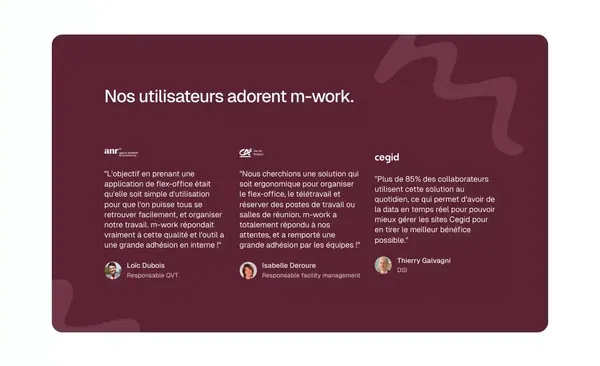 m-work | Application de suivi du télétravail & logiciel flex-office - Landing design inspiration